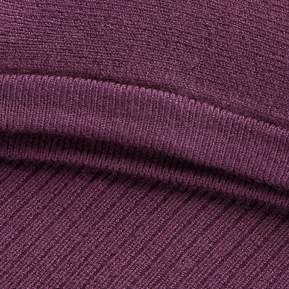 Express Body Contour Plum Ribbed Set of Crop One Shoulder Top and Ruffle Skirt
